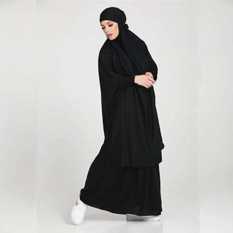 Burqa Abaya Set Manufacturer - 2 Piece Nida Hoodie Full Cover Khimar Prayer Dress