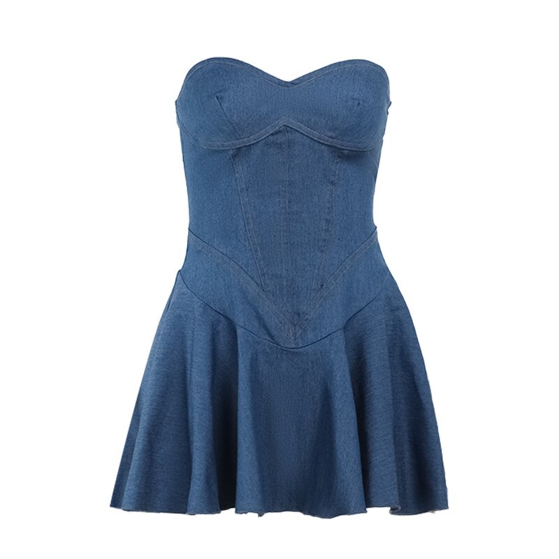 Women's Denim Dress Manufacturer - 2024 New Temperament Design Casual Midi Length
