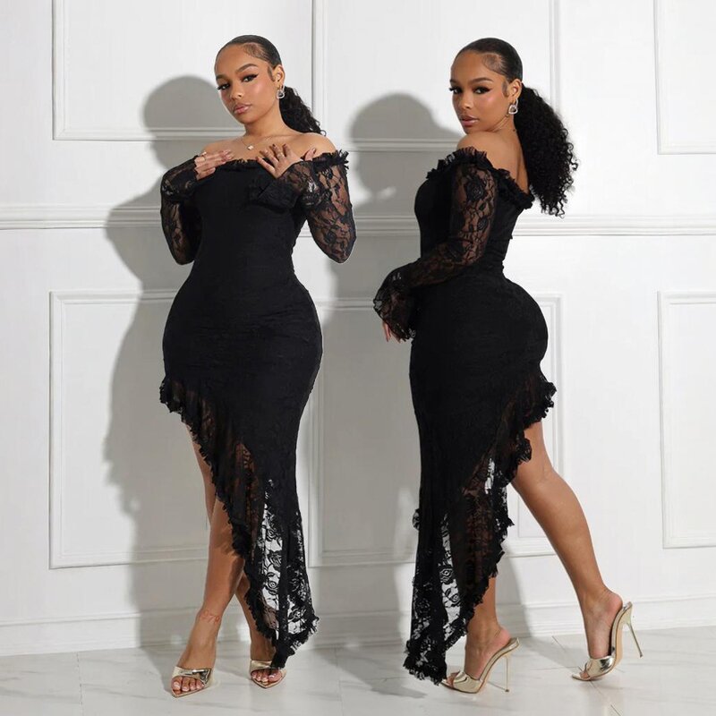 Women's Chiffon Dress Manufacturer - Sexy Strapless Floor-Length Natural Waistline Polyester