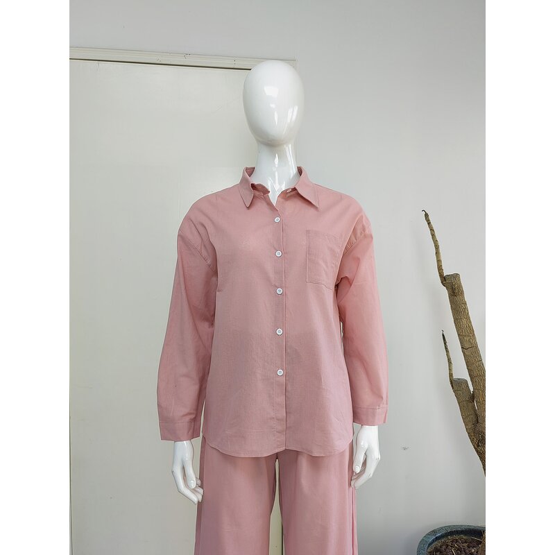 Women's Two Piece Set Manufacturer - High Waist Retro Cotton Linen Loose Pants Suit