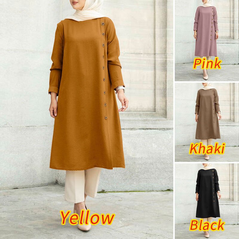 Muslim Tunic Top Manufacturer - Plus Size Crew Neck Loose Long Shirt Dress Islamic