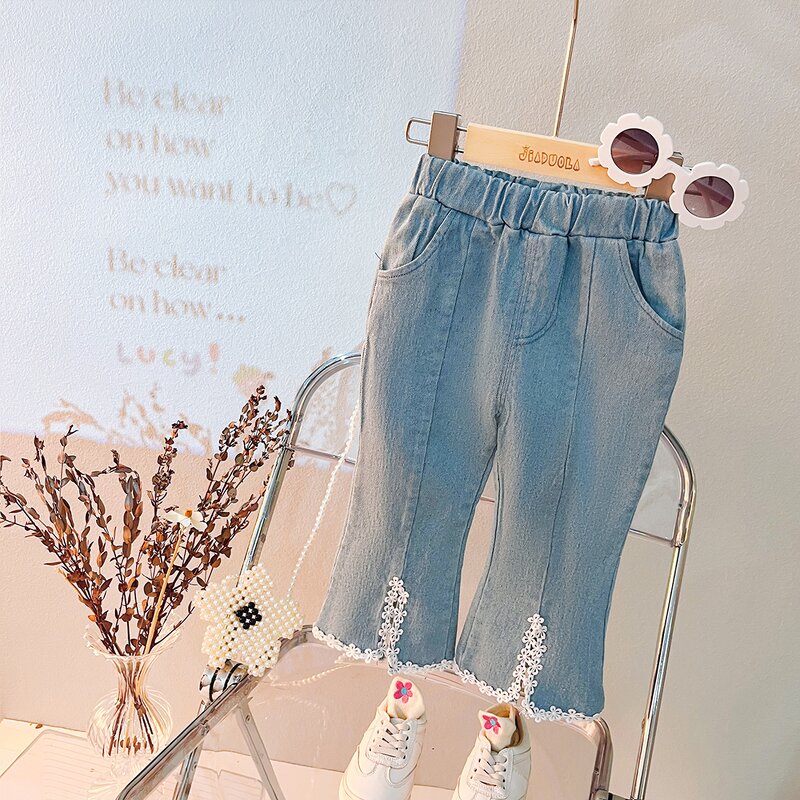 Girls Clothing Set Manufacturer - Spring Autumn Floral Vest Doll Collar Shirt Jeans 3Pcs