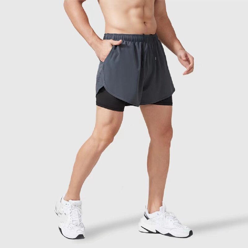Men's Fitness Shorts Manufacturer - New Style Fast Drying Breathable Double-layer Training