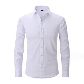 Men's Dress Shirt Manufacturer - Wholesale Custom White Stand-up Collar Long Sleeve Formal