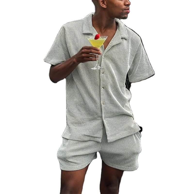 Men's Hawaiian Set Manufacturer - Casual Short Sleeve Bodycon Two-Piece Plus Size