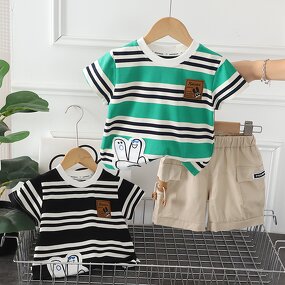 Boys Clothing Set Manufacturer - 2024 Summer Shirt Khaki Shorts Factory Direct Kids