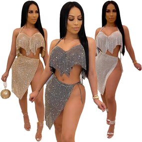 Women's Party Set Manufacturer - Summer Halter Top and Short Skirts Night Club Suit