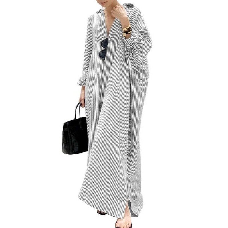 Women's Dress Manufacturer - Southeast Asia Cotton Linen Stripe Cardigan Plus Size