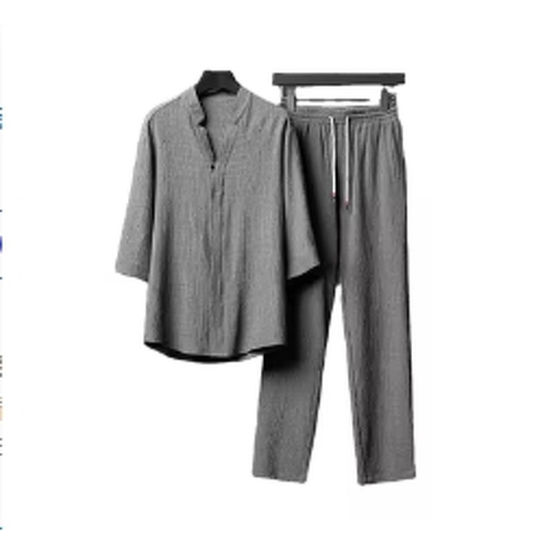 Men's Two Piece Set Manufacturer - 2024 Summer Light Luxury Ultrathin Pants Mid Sleeved