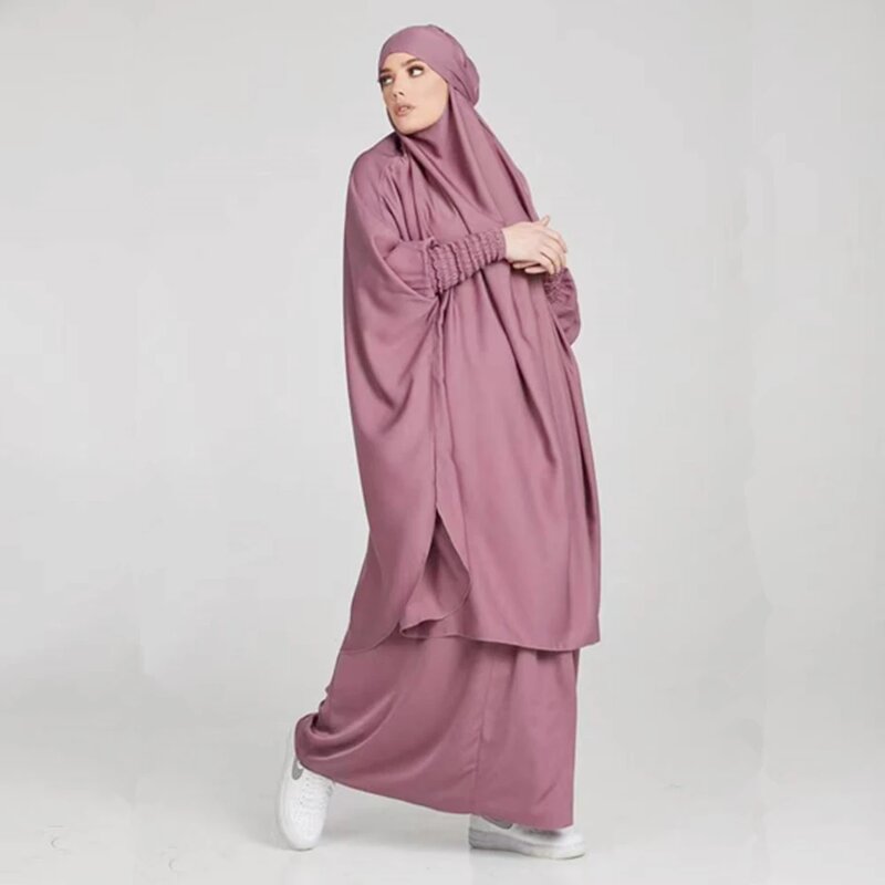 Burqa Abaya Set Manufacturer - 2 Piece Nida Hoodie Full Cover Khimar Prayer Dress