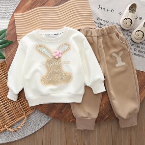 Girls Tracksuits Manufacturer - 2024 Spring Autumn Letter Rabbit Sweatshirt Trousers