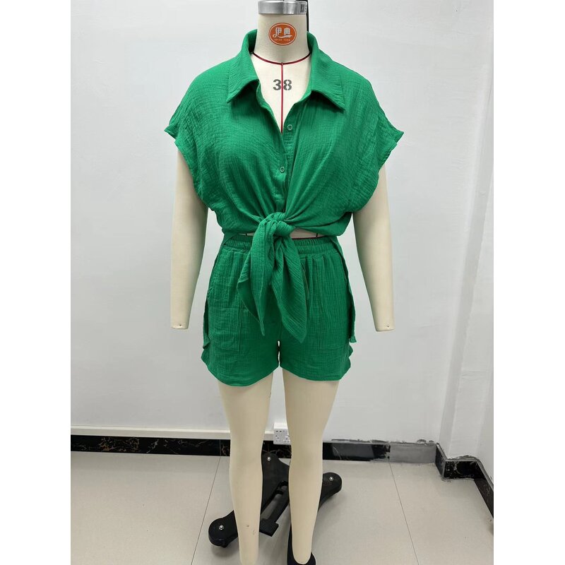 Women's Two Piece Set Manufacturer - 2025 New Plus Size Short Sleeve Casual Sets