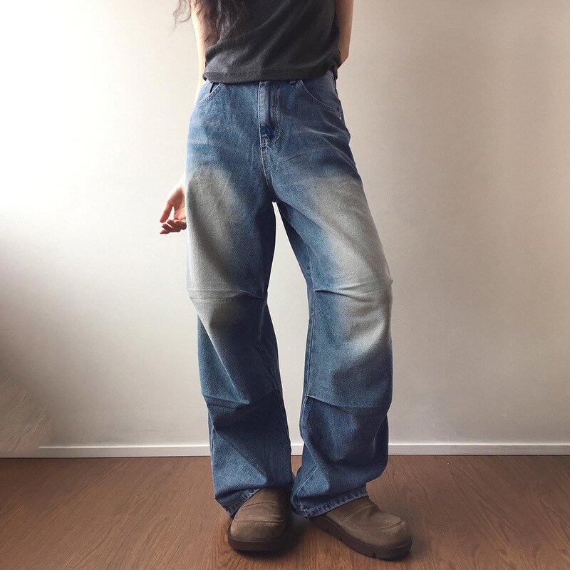 Women's Jeans Manufacturer - Retro Gradient Water Low Waist Straight-leg Casual