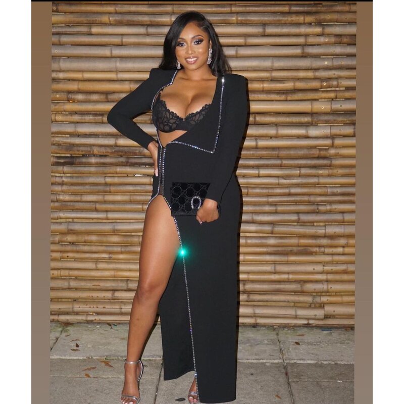 Women's Lace Set Manufacturer - 2024 Sexy Lace Bodysuit Thigh Slit Cloak Dress Two Piece