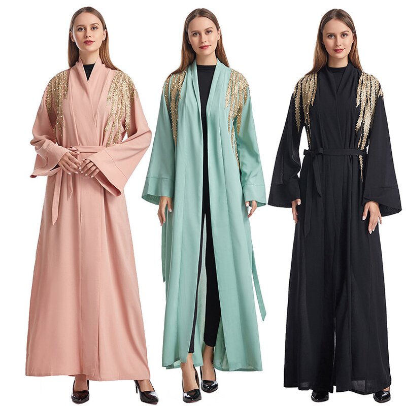 Turkish Abaya Manufacturer - 2024 Long Maxi Chic Embroidery Open Islamic Clothing
