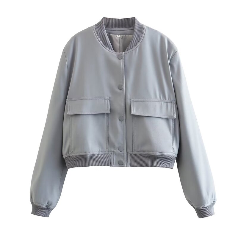 Women's Bomber Jacket Manufacturer - Vintage Solid Lapel Zipper Long Sleeve Casual Coat