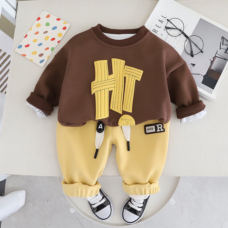 Boys Clothing Set Manufacturer - 2024 Spring Autumn Letter Sweatshirt Sport Pants 2Pcs