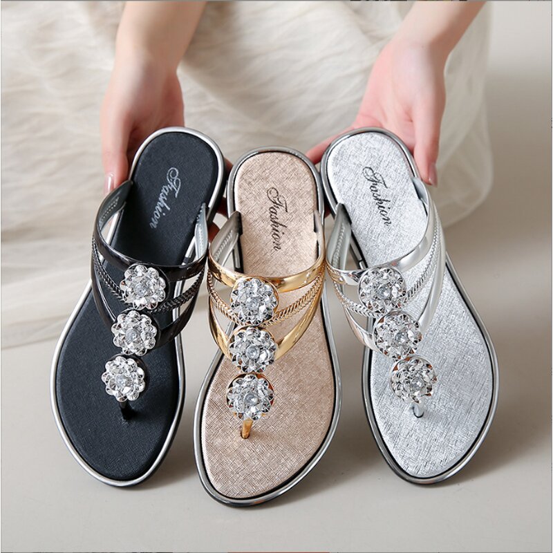 Women's Diamond Slippers Manufacturer - New Summer 36-45 Large Size External Wear Flat