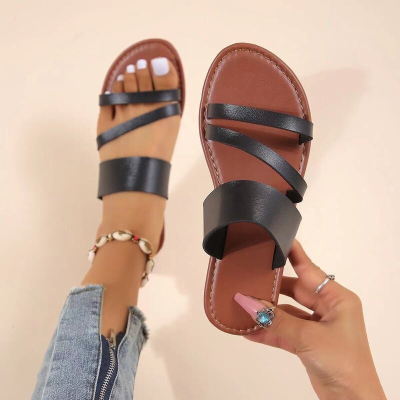 Women's Sandals Manufacturer - Large Summer Multi Color Round Head Flat Bottom Anti Slip