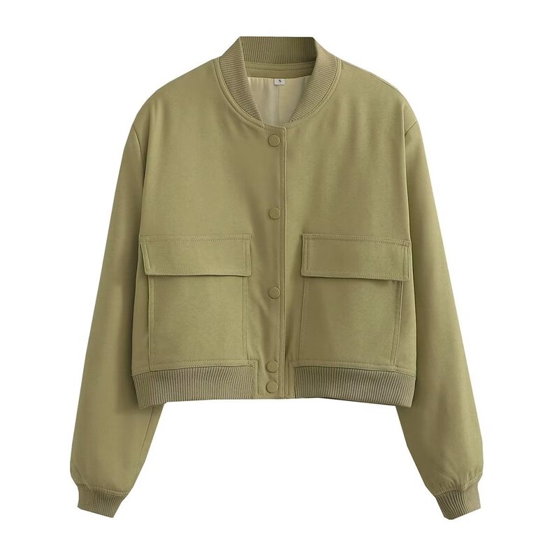 Women's Bomber Jacket Manufacturer - Vintage Solid Lapel Zipper Long Sleeve Casual Coat