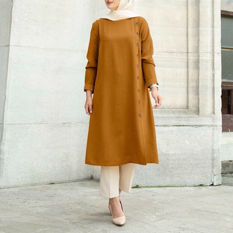 Muslim Tunic Top Manufacturer - Plus Size Crew Neck Loose Long Shirt Dress Islamic