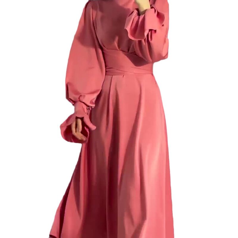 Women's Fairy Dress Manufacturer - Autumn Long Sleeve Waist Puff Sleeve Solid Color