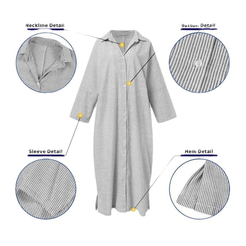 Women's Dress Manufacturer - Southeast Asia Cotton Linen Stripe Cardigan Plus Size