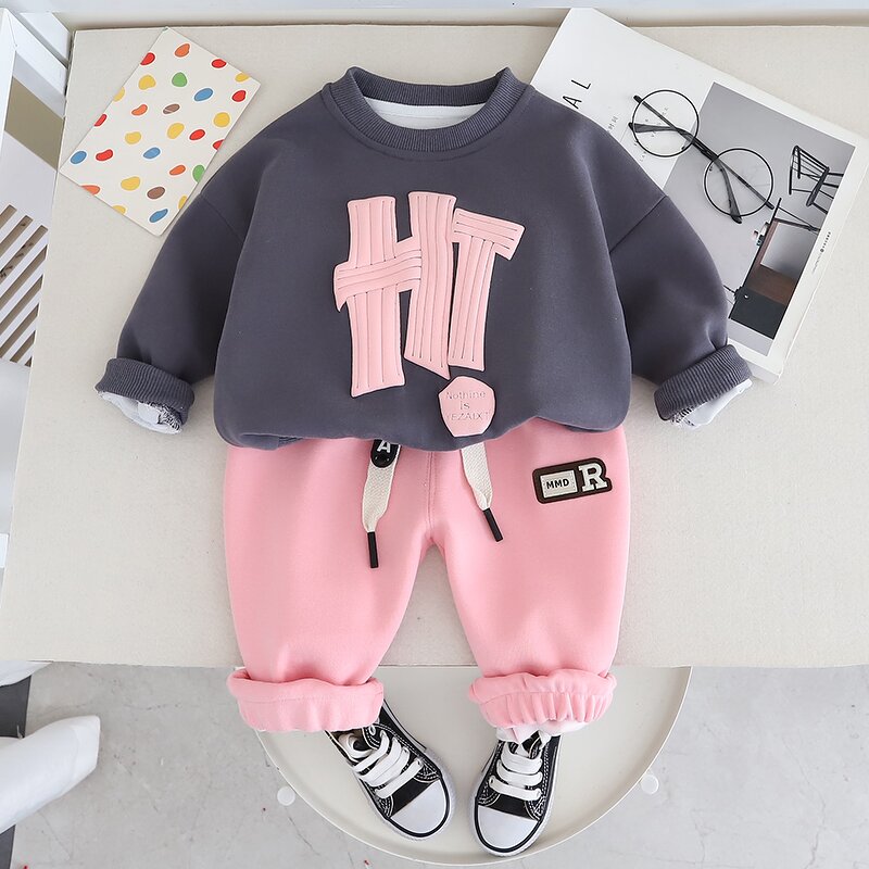 Boys Clothing Set Manufacturer - 2024 Spring Autumn Letter Sweatshirt Sport Pants 2Pcs
