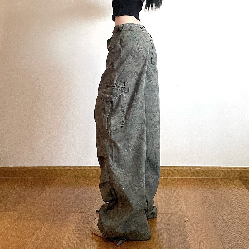 Women's Jeans Manufacturer - Cargo Camouflage Printed Ankle-tied Wide Leg Hip-hop