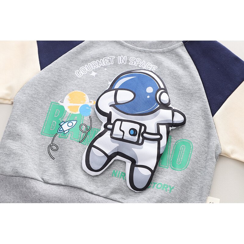 Boys Clothing Set Manufacturer - Spring Autumn Spaceman Sweatshirt Patchwork Pant 2Pcs