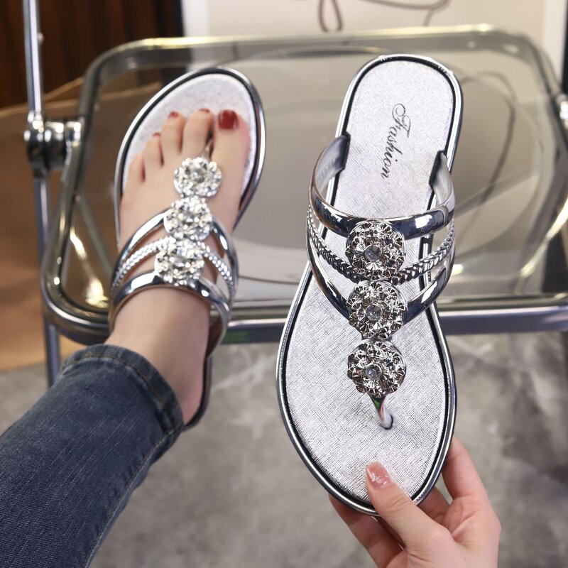 Women's Diamond Slippers Manufacturer - New Summer 36-45 Large Size External Wear Flat