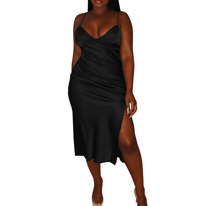 Women's Midi Dress Manufacturer - Backless Sleeveless Sexy Beach Bodycon Strap Slit