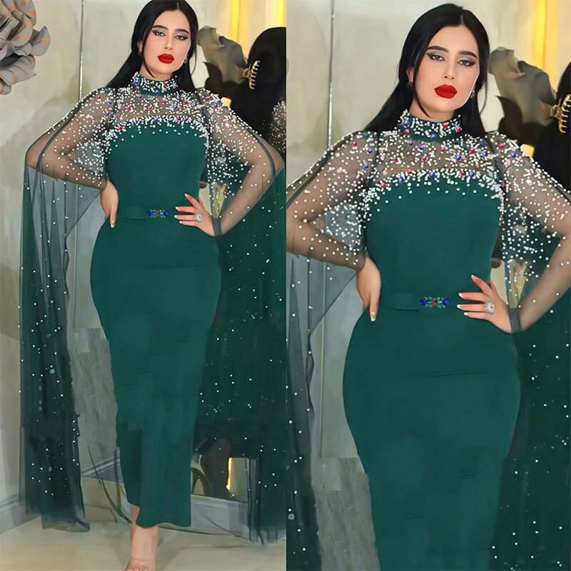 Muslim Wedding Dress Manufacturer - Luxury Beading Rhinestone Long Sleeve Evening Gown