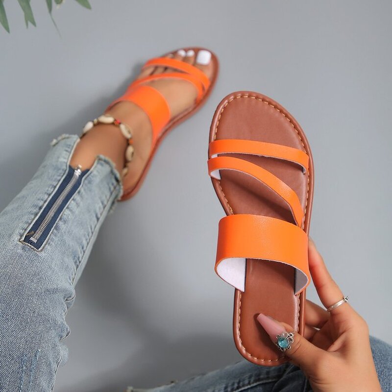 Women's Sandals Manufacturer - Large Summer Multi Color Round Head Flat Bottom Anti Slip