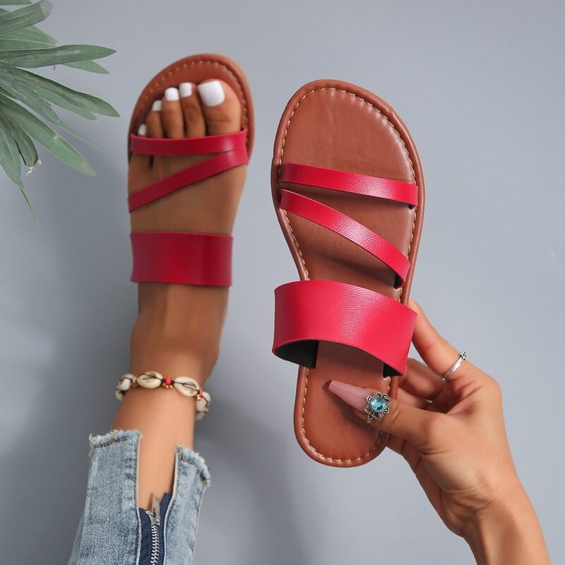 Women's Sandals Manufacturer - Large Summer Multi Color Round Head Flat Bottom Anti Slip