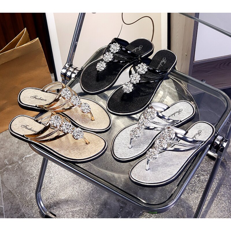 Women's Diamond Slippers Manufacturer - New Summer 36-45 Large Size External Wear Flat