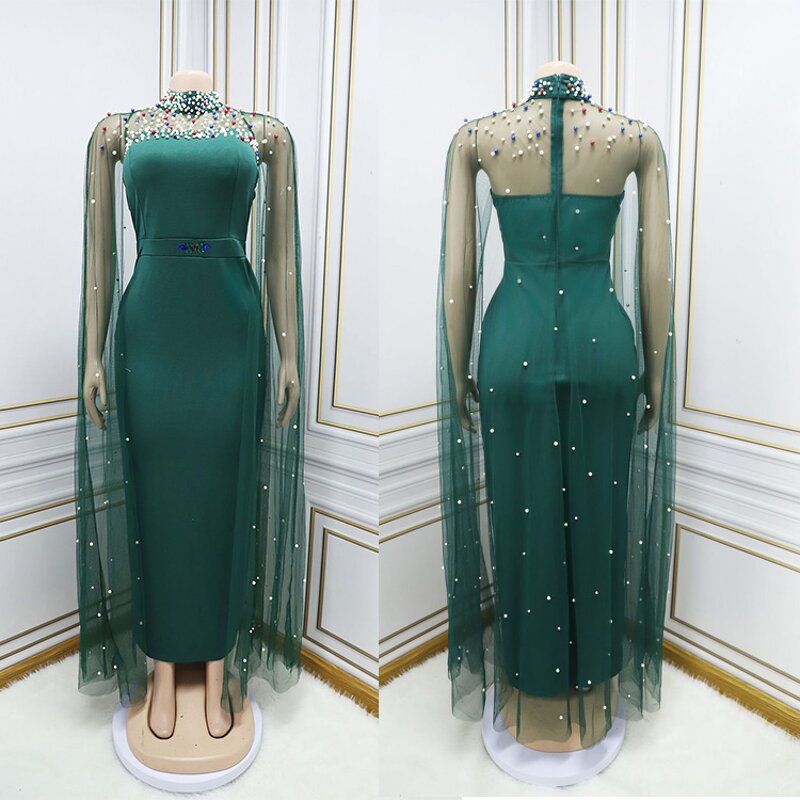 Muslim Wedding Dress Manufacturer - Luxury Beading Rhinestone Long Sleeve Evening Gown