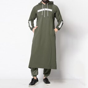Men's Thobe Manufacturer - Islamic Dubai Hoodie Abaya Saudi Thobe With Pocket Muslim