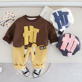 Boys Clothing Set Manufacturer - 2024 Spring Autumn Letter Sweatshirt Sport Pants 2Pcs