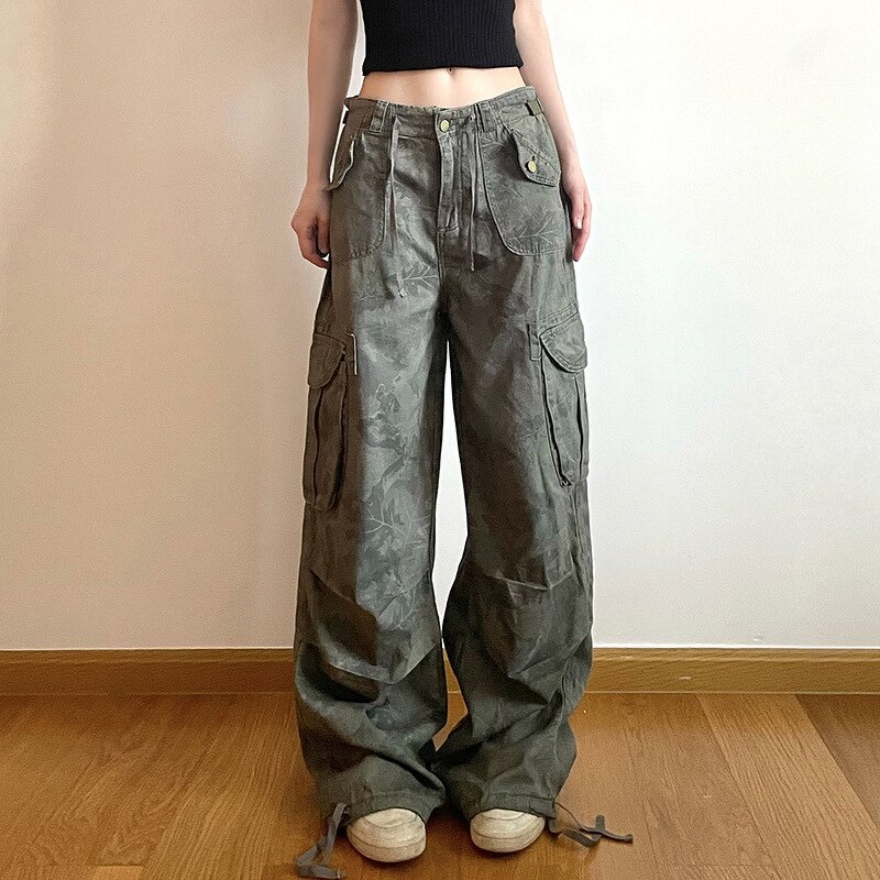 Women's Jeans Manufacturer - Cargo Camouflage Printed Ankle-tied Wide Leg Hip-hop