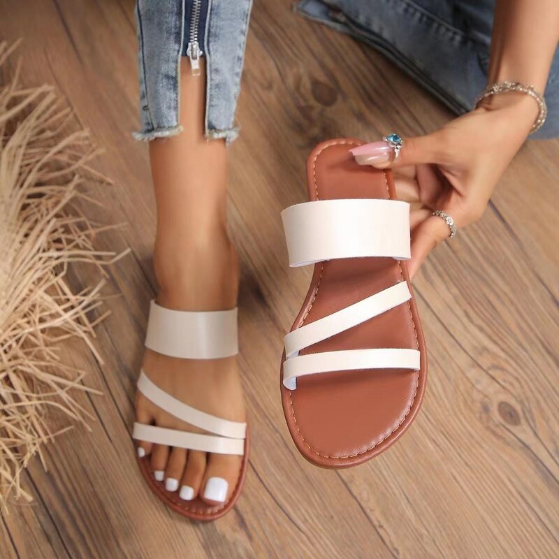 Women's Sandals Manufacturer - Large Summer Multi Color Round Head Flat Bottom Anti Slip