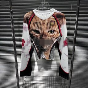 Women's T-shirt Manufacturer - 2025 Summer Long Sleeve Animal Print Usa Boutique