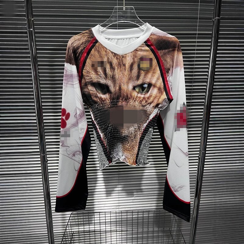 Women's T-shirt Manufacturer - 2025 Summer Long Sleeve Animal Print Usa Boutique