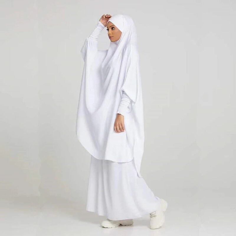 Burqa Abaya Set Manufacturer - 2 Piece Nida Hoodie Full Cover Khimar Prayer Dress
