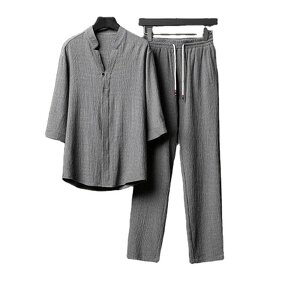 Men's Two Piece Set Manufacturer - 2024 Summer Light Luxury Ultrathin Pants Mid Sleeved