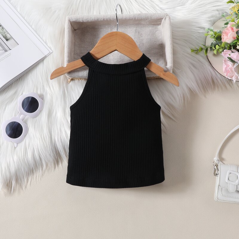 Girls Clothing Set Manufacturer - Summer Halter Pit Strip Sleeveless Top Irregular Shorts