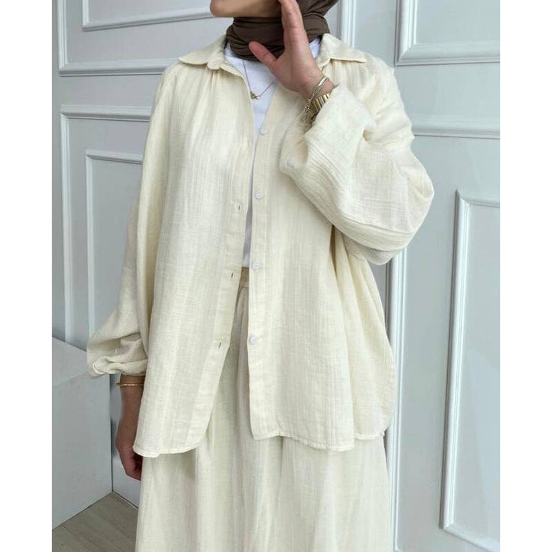 Muslim Skirt Suit Manufacturer - Summer Crumpled Puff Sleeve First-Hand Supply In Stock