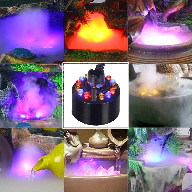 Ultrasonic Mist Maker Manufacturer - One Head 550ml/h Plastic 12 LEDs Piezo Atomizer for Rockery Pool