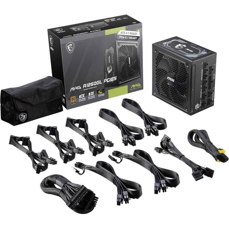 Power Supply Manufacturer - MSI MAG A1250GL PCIE5 1250W 80+Gold Fully Modular ATX3.1