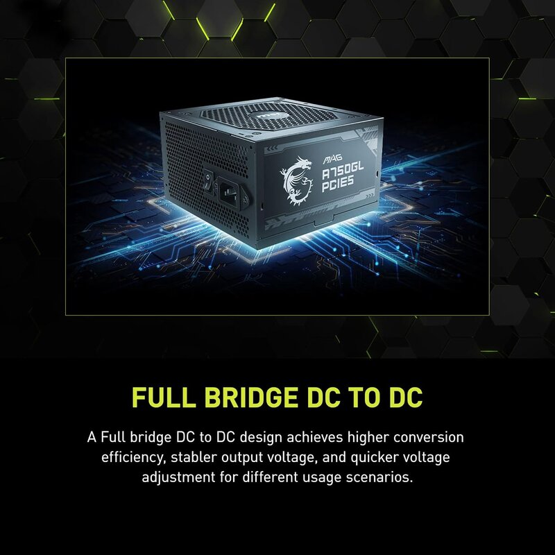 Power Supply Manufacturer - MSI MAG A750GL PCIE5 750W 80+Gold Fully Modular ATX3.1
